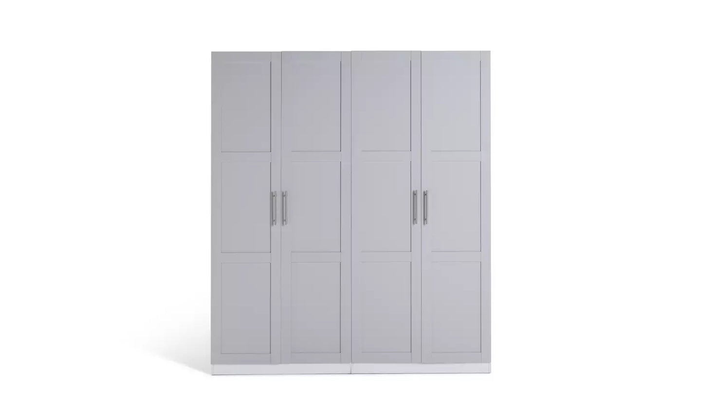 Habitat Munich Panelled 4 Door Wardrobe - Grey